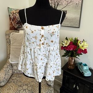 Paper Crane White Sleeveless Buttoned Camisole